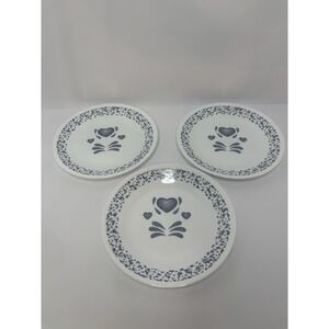 Corelle Dessert Plates in the Blue Hearts Pattern Discontinued Set of 3